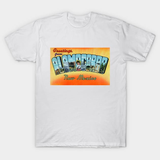 Greetings from Alamogordo, New Mexico - Vintage Large Letter Postcard T-Shirt by Naves